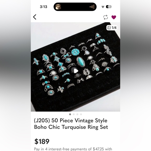 Jewelry - (J205) 50 Piece Vintage Style Boho Chic Turquoise Ring Set